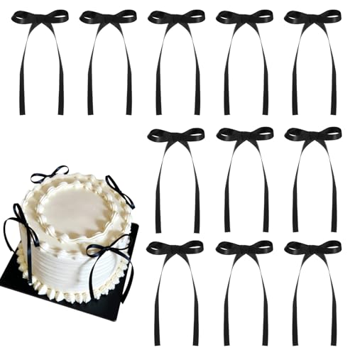 Cupcake-Topper mit Schleife, schwarze Schleife, Geburtstagsdekorationen, Kokett-Themen-Schleife, Kuchendekoration für Brautschmuck, Hochzeit, Babyparty, Junggesellinnenabschied, 30 Stück von NatNarr
