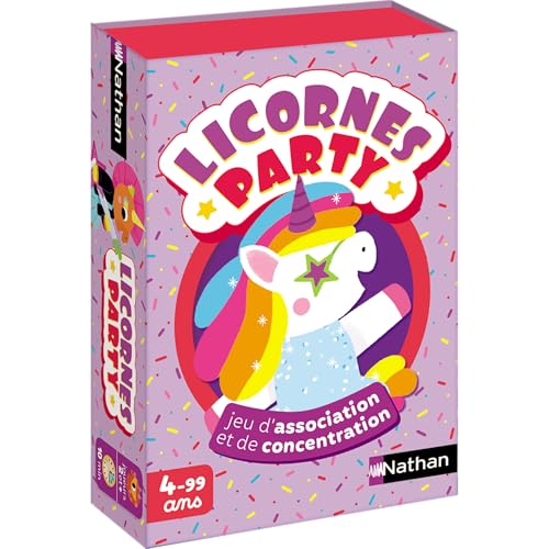Nathan – Einhörner Party, Kartenspiel für Kinder ab 4 Jahren, Vereinsspiel und Erinnerung, Thema Einhörner, einfache Regeln, Familie und Kinder, 2 Spieler, Violett Nathan – Einhörner Party, Kartenspiel für Kinder ab 4 Jahren, Vereinsspiel und Erinnerung, Thema Einhörner, einfache Regeln, Familie und Kinder, 2 Spieler, Violett von Nathan jeux