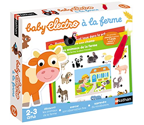 Nathan 31621 Animals Baby Electro der Bauernhof-Elektronisches Lernspiel für Kinder 2-3 Jahre, Mehrfarbig, M von NATHAN