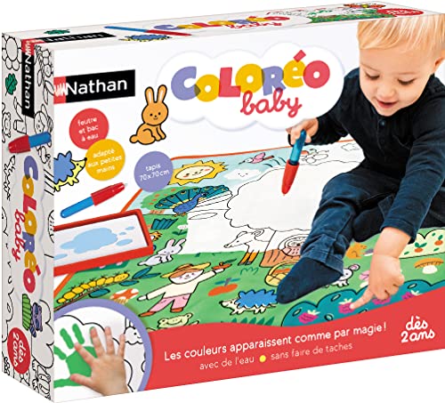 Nathan 31630 Coloréo Baby-Wasserbasierte Malmatte-Zeichenteppich-Fleckenfrei-Für Kinder ab 2 Jahren, Mehrfarbig, 70 x 70 cm von Nathan