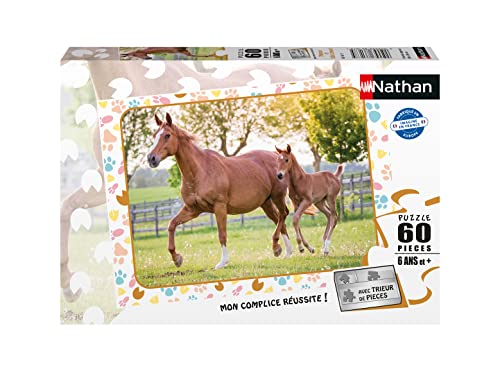 Nathan 4005556861675 Puzzle 60 Teile – Mutter Baby Pony Kinderpuzzle von NATHAN