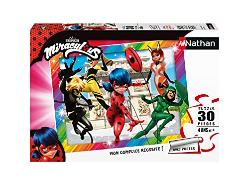 Nathan 4005556863853 30-teiliges Puzzle Superhelden-Freunde Miraculous: Tales of Ladybug & Cat Noir Kinderpuzzle von NATHAN