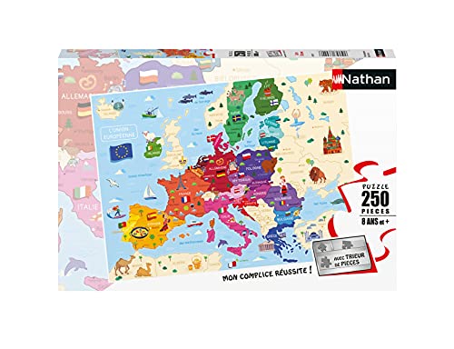 Nathan 4005556868797 Puzzle 250 Teile - Karte von Europa Kinderpuzzle von NATHAN