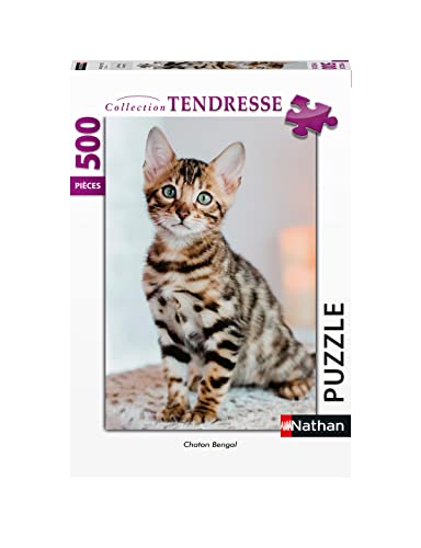 Puzzles Nathan 4005556871230 500 Teile-Bengal-Kätzchen Cat Puzzle für Erwachsene, Mehrfarbig von Puzzles Nathan