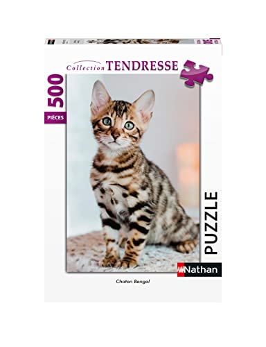 Puzzles Nathan 4005556871230 500 Teile-Bengal-Kätzchen Cat Puzzle für Erwachsene, Mehrfarbig von NATHAN