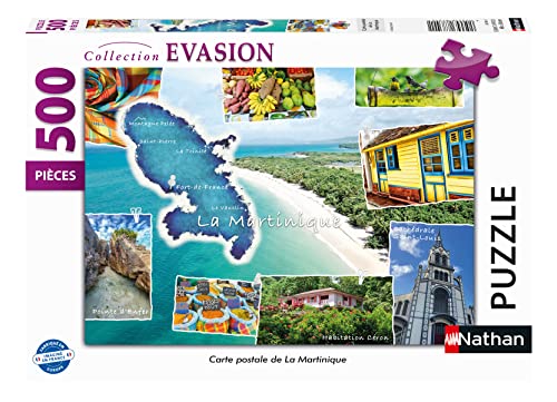 Nathan Puzzle 500 Teile Postkarte Martinique – Erwachsene und Kinder ab 12 Jahren – hochwertiges Puzzle – Kollektion Evasion – 87340 von NATHAN