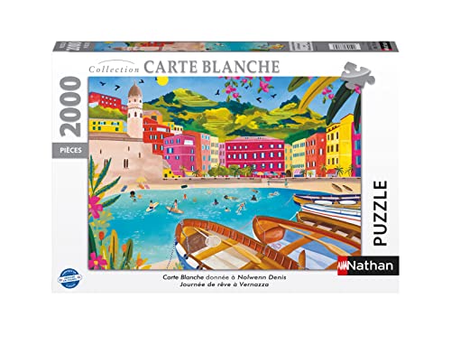 Nathan - Puzzle 2000 Teile - Traumtag in Vernazza - Nolwenn Denis - Erwachsene und Kinder ab 14 Jahren - Hochwertiges Puzzle - Collection Carte Blanche - 87362 von NATHAN