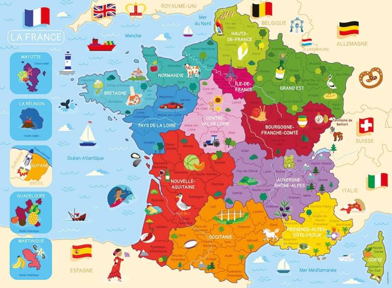 Nathan Karte von Frankreich 250 Teile Puzzle Nathan-86875 von Nathan