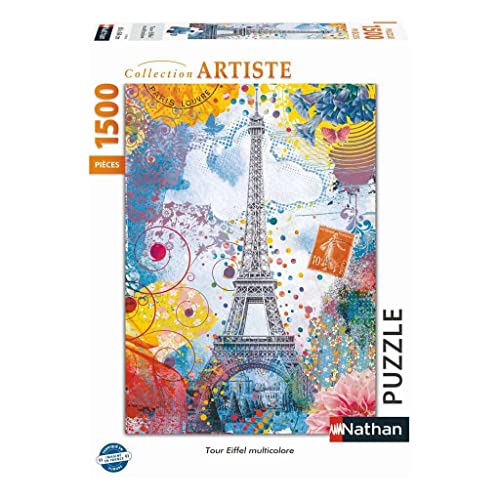 Nathan 4005556878130 1500 Teile Eiffelturm, Mehrfarbig Puzzle für Erwachsene von Nathan