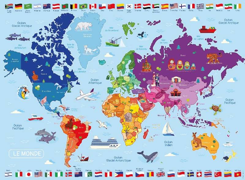 Nathan XXL Teile - World Map 250 Teile Puzzle Nathan-86883 von Nathan