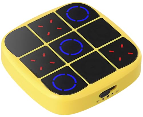 Tic Tac Toe Bolt Game 4-in-1 Handheld Spielkonsole Klassisches Lernspielzeug Tragbare Spielkonsole für unterwegs Vier Spielmöglichkeiten zur Auswahl Geburtstagsgeschenke für jedes Alter(Gelb) von NathrBTV