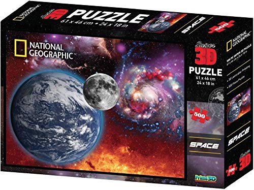 DAM 3DDAMPrime 3D-Puzzles, 64 x 46 cm, 500 Stück: Space Landscape, in Box 31 x 21 x 5 cm, 6+, Mehrfarbig (500) von National Geographic