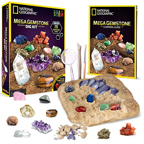 NATIONAL GEOGRAPHIC Mega Edelstein Graben Kit - Graben Sie 15 echte Edelsteine und Kristalle, Wissenschaft Kit für Kinder, Gem Digging Kit, Geschenk für Mädchen und Jungen, Bergbau-Set, Steinsammlung NATIONAL GEOGRAPHIC Mega Edelstein Graben Kit - Graben Sie 15 echte Edelsteine und Kristalle, Wissenschaft Kit für Kinder, Gem Digging Kit, Geschenk für Mädchen und Jungen, Bergbau-Set, Steinsammlung von Blue Marble