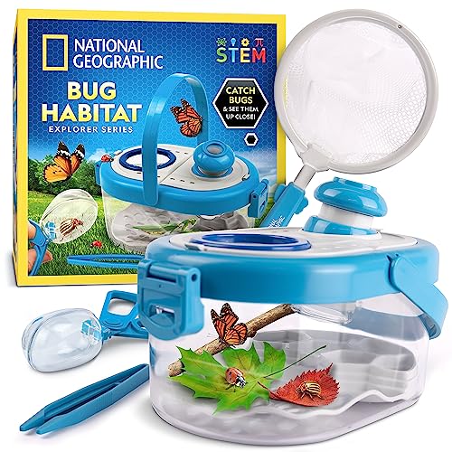 NATIONAL GEOGRAPHIC Insektenfänger-Set für Kinder – Kinder-Insektenfänger-Set mit Netz, Lebensraum mit Vergrößerung, Lupe, Pinzette, Insektenfänger, Lernanleitung und mehr von National Geographic