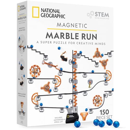 NATIONAL GEOGRAPHIC Magnetischer Murmelbahn-Set - 150-teiliges MINT-Bauset für Kinder, Erwachsene mit Magnetstrecke, Trickstücken & Murmeln für einen Murmel-Labyrinth auf jeder magnetischen Oberfläche NATIONAL GEOGRAPHIC Magnetischer Murmelbahn-Set - 150-teiliges MINT-Bauset für Kinder, Erwachsene mit Magnetstrecke, Trickstücken & Murmeln für einen Murmel-Labyrinth auf jeder magnetischen Oberfläche von Blue Marble