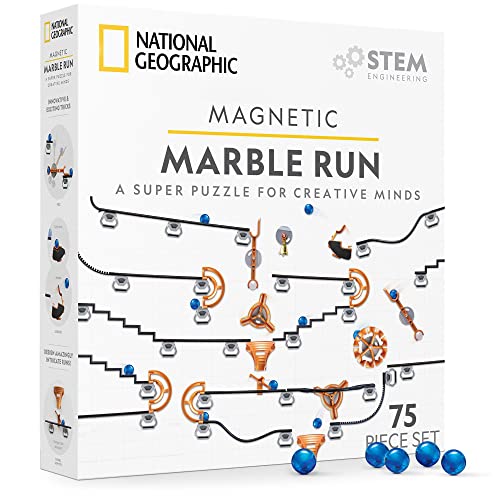 NATIONAL GEOGRAPHIC Magnetischer Murmelbahn-Set - 75-teiliges MINT-Bauset für Kinder & Erwachsene mit Magnetstrecke, Trickstücken & Murmeln für einen Murmel-Labyrinth auf jeder magnetischen Oberfläche NATIONAL GEOGRAPHIC Magnetischer Murmelbahn-Set - 75-teiliges MINT-Bauset für Kinder & Erwachsene mit Magnetstrecke, Trickstücken & Murmeln für einen Murmel-Labyrinth auf jeder magnetischen Oberfläche von Blue Marble