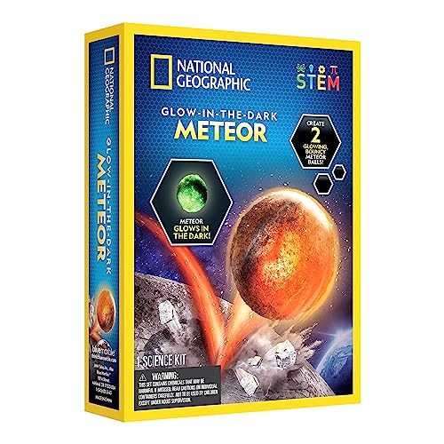 National Geographic Leuchtet im Dunkeln, Meteor-Hüpfbälle für Kinder – spannendes Weltraumball-Bastel-Set schafft 2 Springbälle für Kinderspielzeug, STEM Pädagogische Wissenschafts-Kits von National Geographic
