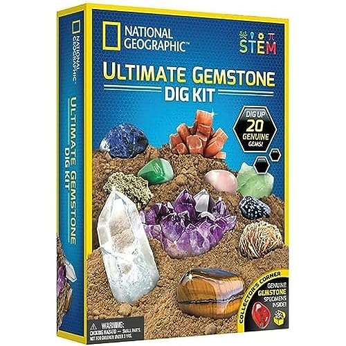 National Geographic Ultimatives Edelstein-Grabset – Faszinierende Edelstein-Ausgrabungs-Sets für Kinder mit 20 authentischen Edelsteinen und Kristallen, STEM Pädagogische Wissenschafts-Kits, Geschenke National Geographic Ultimatives Edelstein-Grabset – Faszinierende Edelstein-Ausgrabungs-Sets für Kinder mit 20 authentischen Edelsteinen und Kristallen, STEM Pädagogische Wissenschafts-Kits, Geschenke von National Geographic