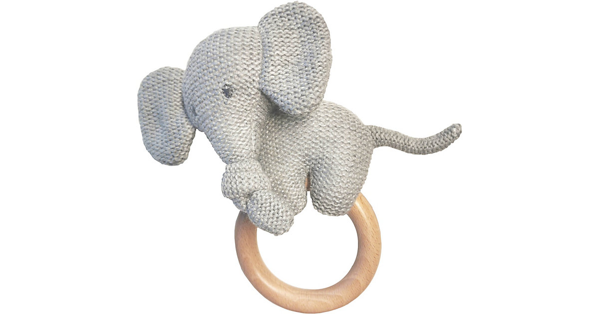 Greifling Elefant, mit Holzgriff von Nattou