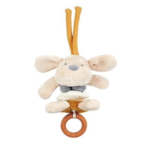 Nattou Kuscheltier, Hund Charlie, Mit Vibrationsfunktion, Wegbegleiter ab der Geburt, Ca. 22 cm, Vegan, Baumwolle/Polyester, Beige von Nattou