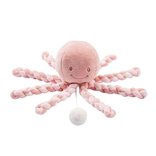Nattou 877596 Spieluhr Oktopus, Wiegelied «La-Le-Lu», Für Neugeborene und Frühchen, 23 cm, Lapidou, Altrosa/Hellrosa von Nattou