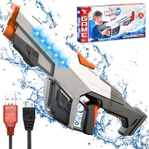 Wasserpistole Elektrisch- EIN-Knopf-Automatik Elektrische Wasserpistolen, Wasserspritzpistole, Spritzpistole Wasser Starker Strahl Große Reichweite mit Licht, Wasserspielzeug Erwachsene Kinder von Naturas Bouqutis