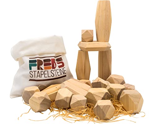 NatureXcaps Fred's STAPELSTEINE - Montessori Spielzeug - Balanciersteine für Kinder - Motorikspielzeug - 20-teiliges Bausteine Set - Waldorf-orientiert & vielseitiges Sensorik Spielzeug von NatureXcaps