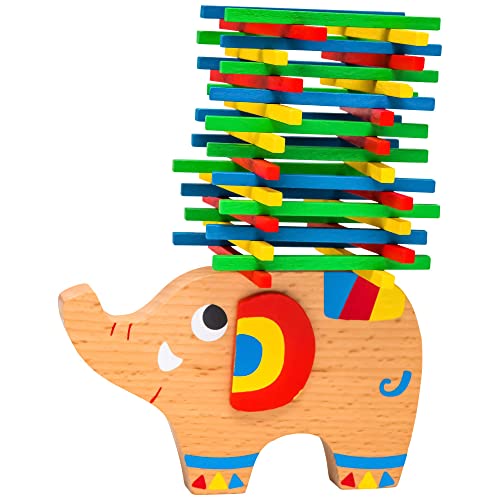 Natureich Elefant Montessori Stapel Spielzeug Holz zum Geschicklichkeit Lernen mit Stäbchen Bunt ab 4 Jahre für Motorik Entwicklung in Bunt von Natureich