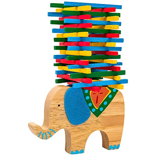 Natureich Elefant Montessori Stapel Spielzeug aus Holz zum Geschicklichkeit Lernen mit Stäbchen Bunt/Natur ab 3 Jahre für die frühe Motorik Entwicklung & Ausbildung Ihres Kindes (Blau) von Natureich