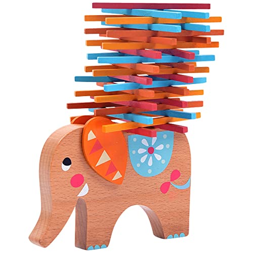 Natureich Elefant Montessori Stapel Spielzeug aus Holz zum Geschicklichkeit Lernen mit Stäbchen Bunt/Natur ab 3 Jahre für die frühe Motorik Entwicklung & Ausbildung Ihres Kindes (Orange) von Natureich
