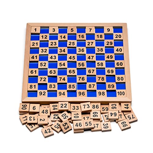 Natureich Hundertertafel Montessori Mathematik Puzzle Spielzeug Holz zum Zahlen Lernen mit Zahlenfeldern Ziffern ab 3 Jahre von Natureich