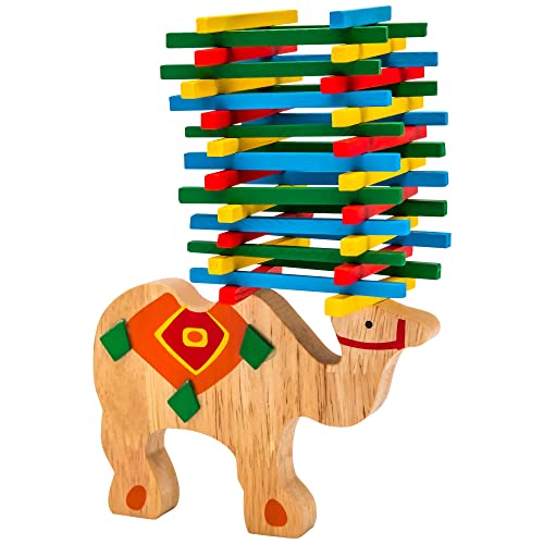 Natureich Kamel Montessori Stapel Spielzeug aus Holz zum Geschicklichkeit Lernen mit Stäbchen Bunt/Natur ab 3 Jahre für die frühe Motorik Entwicklung & Ausbildung Ihres Kindes (Kamel) von Natureich