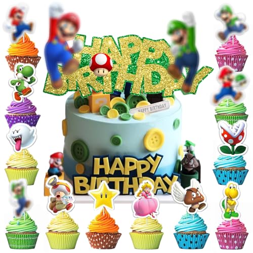 25 Pieces Cake Cake Decoration Children's Birthday - Cake Decoration Set with Cake Topper and Cupcake Decoration for Theme Parties (Children's Motifs, Colourful, Reusable) 25 Pieces Cake Cake Decoration Children's Birthday - Cake Decoration Set with Cake Topper and Cupcake Decoration for Theme Parties (Children's Motifs, Colourful, Reusable) von Natures Freefit