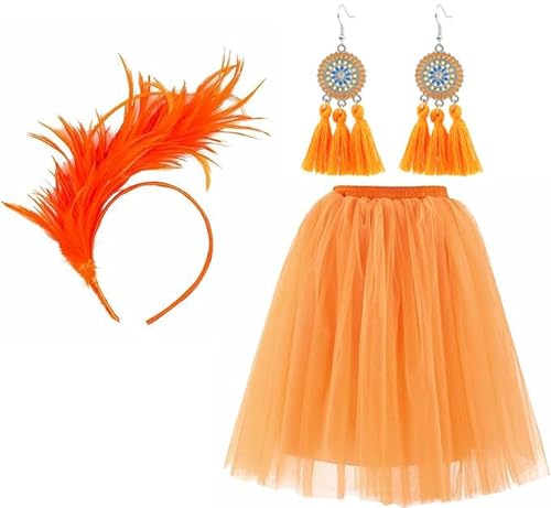Natures Freefit Karneval Kostüm Damen Tüllrock Orange Faschingskostüme Orange Tüll Rock, bohemiastyle Acryl Ohrringe, Feder Haarschmuck Karneval Kostüm Natures Freefit Karneval Kostüm Damen Tüllrock Orange Faschingskostüme Orange Tüll Rock, bohemiastyle Acryl Ohrringe, Feder Haarschmuck Karneval Kostüm von Natures Freefit