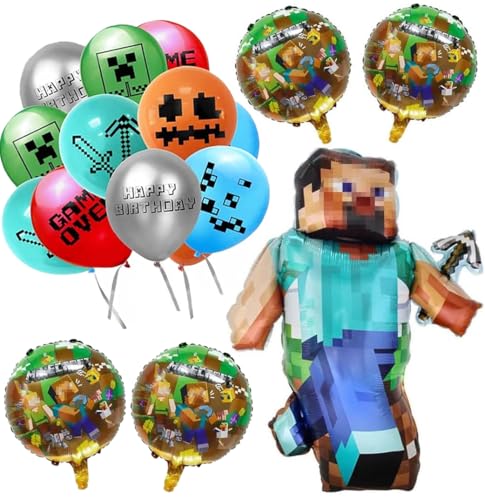 17 Stücke Pixel Balloon Miner Gamer Deko - Inkl. Folienballons & Latexballons für Kindergeburtstag | Game-Themenparty Dekoration für Jungen 17 Stücke Pixel Balloon Miner Gamer Deko - Inkl. Folienballons & Latexballons für Kindergeburtstag | Game-Themenparty Dekoration für Jungen von Natures Freefit