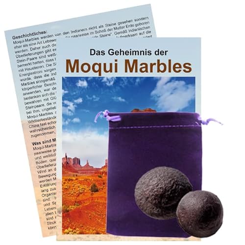 Moqui Marbles Paar ca. 2.5-3cm mit Zertifikat, deutschsprachigem Booklet Das Geheimnis der Moqui-Marbles und Stofftäschchen (L). Moqui Marbles Paar ca. 2.5-3cm mit Zertifikat, deutschsprachigem Booklet Das Geheimnis der Moqui-Marbles und Stofftäschchen (L). von Methusalem