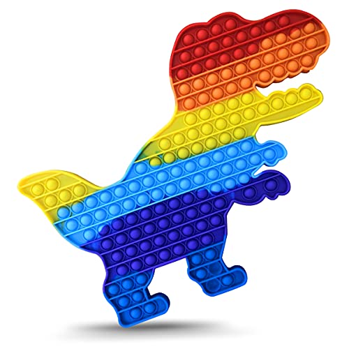 Bubble Push it Pop Trend Anti Stress Spielzeug Fidget Toy TikTok 12-30cm Rainbow , Form:Dinosaurier 43 x 33.5 cm von Nauci
