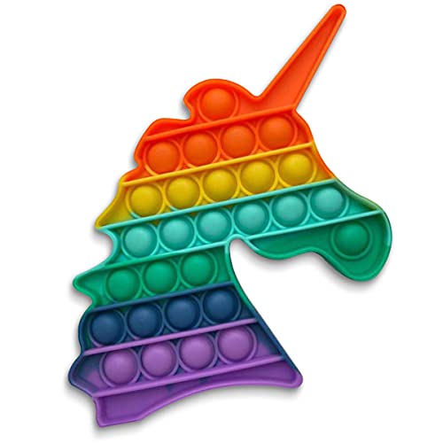 Bubble Push it Pop Trend Anti Stress Spielzeug Fidget Toy TikTok 12-30cm Rainbow , Form:Einhorn 16 x 15.5 cm von Nauci
