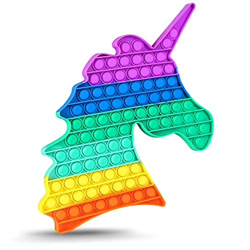 Bubble Push it Pop Trend Anti Stress Spielzeug Fidget Toy TikTok 12-30cm Rainbow , Form:Einhorn 39 x 39.5 cm von Nauci