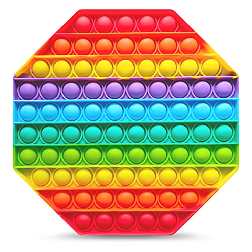 Bubble Push it Pop Trend Anti Stress Spielzeug Fidget Toy TikTok 12-30cm Rainbow , Form:Oktagon 20 x 20 cm von Nauci