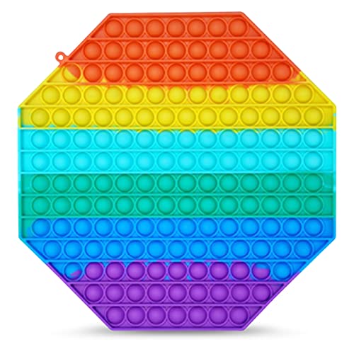 Bubble Push it Pop Trend Anti Stress Spielzeug Fidget Toy TikTok 12-30cm Rainbow , Form:Oktagon 30 x 30 cm von Nauci