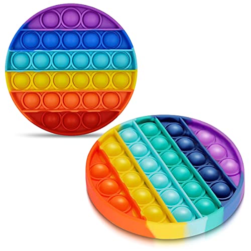 Bubble Pop Trend sensorisches Spielzeug Reisespielzeug Push It Pop Fidget Toy Anti Stress Stressabbau und Angstwerkzeuge für Kinder und Erwachsene Rainbow Silikon Popp, Form:Kreis 12.5 x 12.5 cm von Nauci