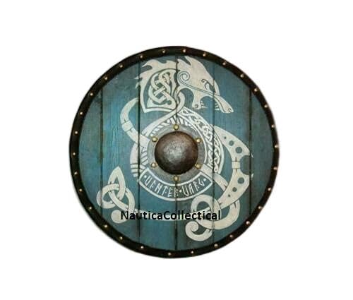 Mittelalter LARP Krieger Holz & Stahl Wikinger Rundschild Rüstung Schwerschild Mittelalter Rund Battle Krieger Schild Holz Rund Schild LARP Reproduktion Cosplay Schild von NauticaCollectical