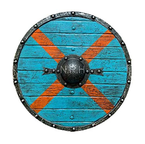 Mittelalterliches Holzschild Wikinger Himmelblau Replik Beste Rüstung Schild Produkt 61 cm von Nautical Replica Hub