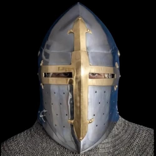 Nautical Replica Hub Bascinet Sugar Loaf Helm | Mittelalter Ritter Helm für LARP & Cosplay | Messing von Nautical Replica Hub