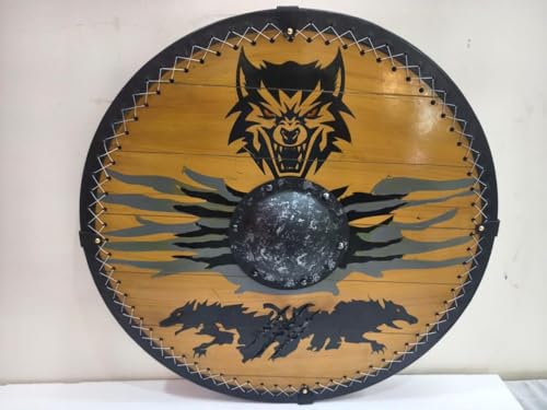 Nautical Replica Hub Fenrir Wolf Wikinger Schild Mittelalter Schild Custom Shield nordischer Schild Larp Wikinger Schild Wikinger Dekor Kampfschild Sca Schild von Nautical Replica Hub