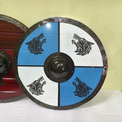 Nautical Replica Hub Fenrir Wolf Wikinger Schild Schild Battle Ready Ragnar Lothbrok Shield Cosplay Custom Shield Larp Wikinger Schild Wanddekoration von Nautical Replica Hub