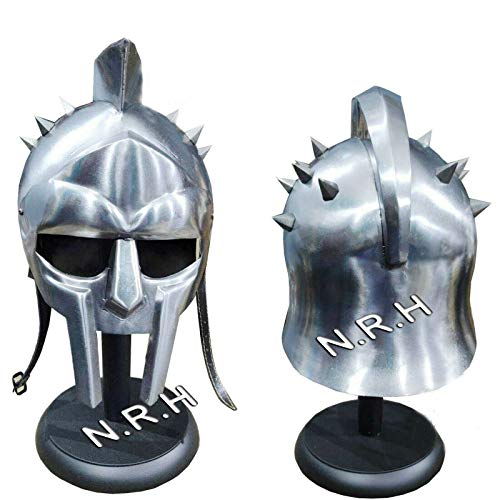 Nautical Replica Hub Mittelalterlicher Funktionshelm Maximus Römischer Gladiator Rüstung Helm mit Ständer von Nautical Replica Hub