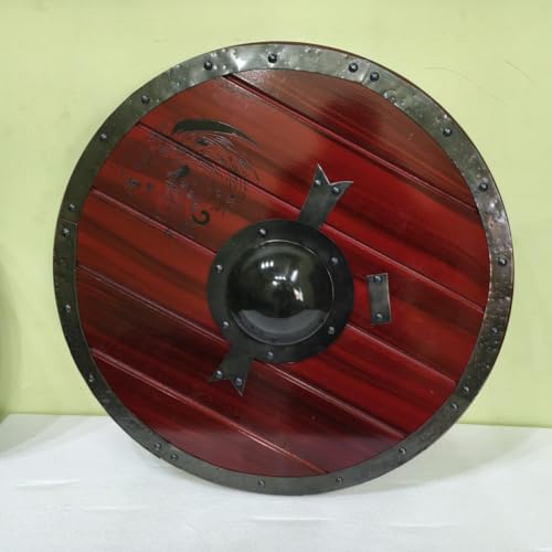 Nautical Replica Hub Wikingerschild aus Holz, authentisches Cosplay & Kampfgetragenes Wikingerschild – nordische Mythologie Valhalla Wikingerschild Mittelalterlicher Kriegerschild von Nautical Replica Hub
