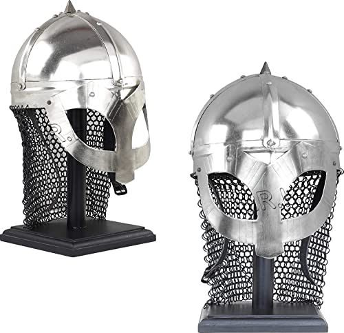 Wikingerhelm mit Kettenhemd, mittelalterlicher normannischer Ritter, Kampfpanzer, Kostüm, Maske, Helm mit Holzständer Wikingerhelm mit Kettenhemd, mittelalterlicher normannischer Ritter, Kampfpanzer, Kostüm, Maske, Helm mit Holzständer von Nautical Replica Hub